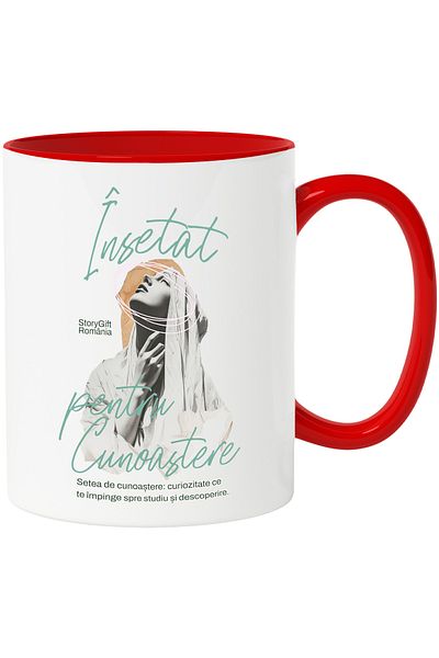 StoryGift Romania Mug thirsty for Knowledge education personal development, 330ml, Ceramic with , With ,STG