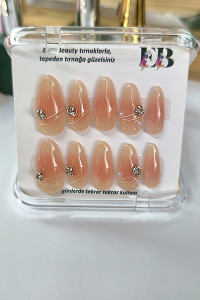 Easy Beauty Nude Protez Tırnak SMALL Beden 10 Adet El Yapımı Takma Tırnak Set...