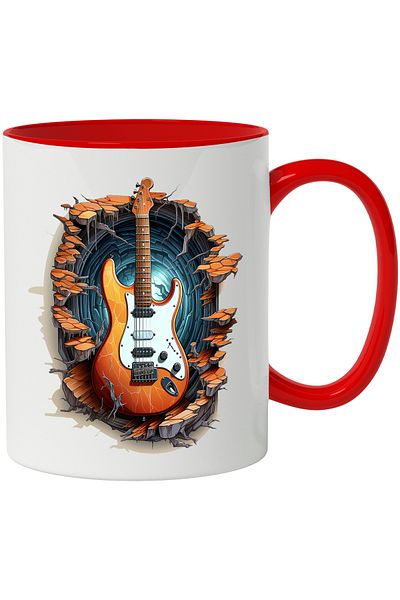 StoryGift Romania Electric Guitar Mug, Wall, Rocks, Stones, Roots, Music, Multicolor 330, With ,STG