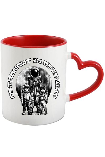 StoryGift Romania Family Mug for children, legacy ASTRONAUT IN DEVENIRE, 330ml, Ceramic with Handle in, With, STG