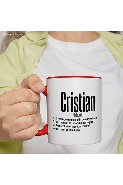 StoryGift Romania Mug With The Name Cristian, With Motivational Message, Creative, Energetic, Curious, Clever, With, STG
