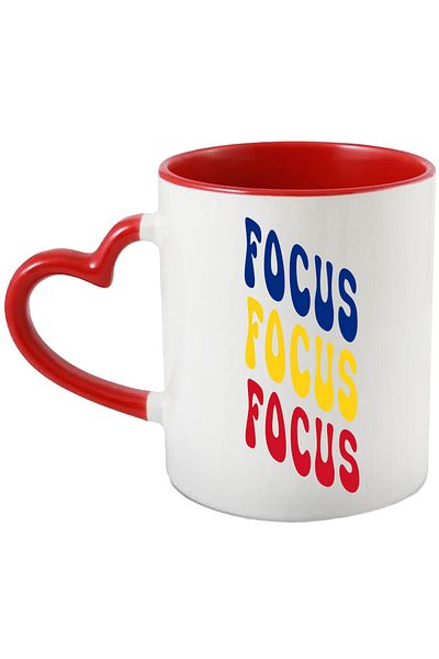 StoryGift Romania Mug The Word Focus, in the Colors of the Romanian Flag, Red, Yellow, Blue, Tex, With, STG.