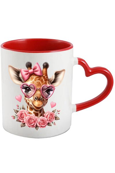 StoryGift Romania Mug with a shy giraffe | roses | hearts | bow | Valentine's Day | ilu, Cu,STG.
