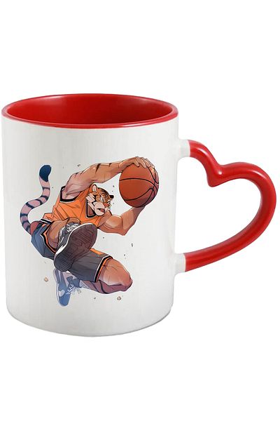 StoryGift Romania Mug with a tiger playing basketball | illustration | sport | passion | match | yours, With ,STG.