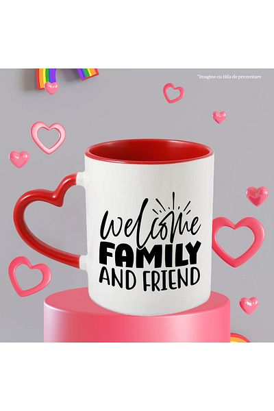 StoryGift Romania Mug with the text in English "Welcome, family and friend" - welcome to the family and friends, With ,STG.