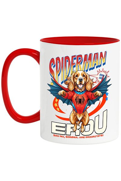 StoryGift Romania Cocker Spaniel Mug / Cocker Spaniel Dog In SpiderMan Costume With Cape, With ,STG