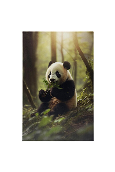 StoryGift Romania Tablou Canvas: Un Pui De Urs Panda Care Mananca Niste Frunz...