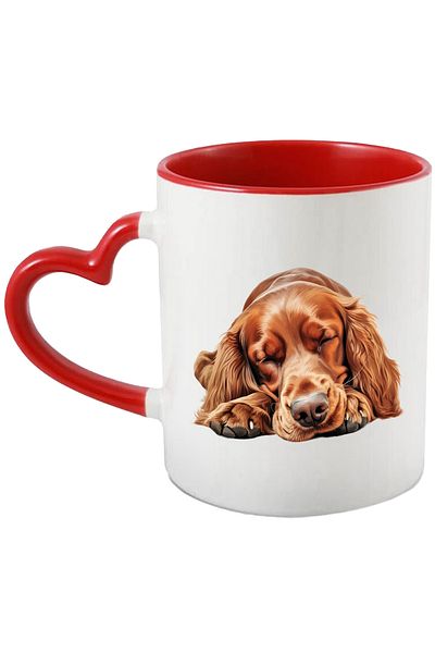 StoryGift Romania Mug with a brown dog sleeping soundly | illustration | tired | lazy | time of , With ,STG .