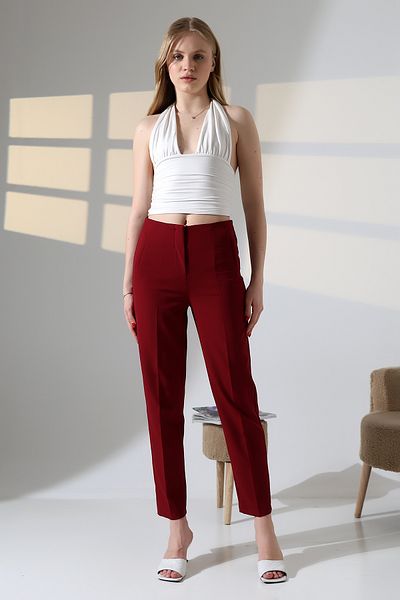 ZEYCEN Women's High Waist Lycra Double Fabric Fileto Pocket Pants
