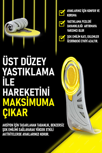 Exland Spor Ortopedik Koşu,yürüyüş Jel Tabanlığı-kemer Ve Metatarsal Destekli,darbe Emici Jel Iç Tabanlık