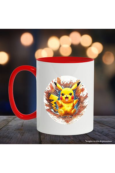 StoryGift Romania Mug With Pikachu, Pokemon, Lightning, Electricity, Anime, Multicolor 330 ml, Ceram, With, STG.