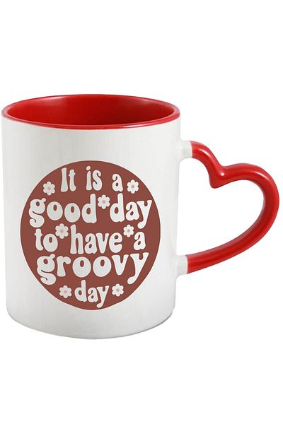 StoryGift Romania Popcorn mug with text "It's a good day to have a cool day" with Heart Handle, With ,STG