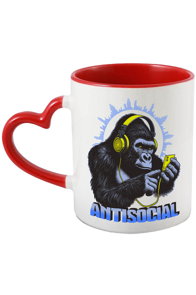 StoryGift Romania Cana Gorila ascultand muzica text ANTISOCIAL, 330ml, Cerami...