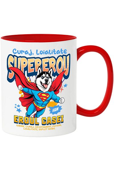 StoryGift Romania Siberian Husky Mug / Siberian Husky Dog In Superman Costume With Cape,, With ,STG