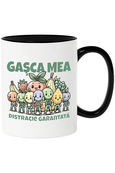 StoryGift Romania My Gang Mug. Guaranteed Fun Colorful Fruits, 330ml, Ceramic with N Handle, With ,STG