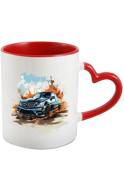 StoryGift Romania Car Mug, Mercedes Benz, Clouds, Sky, Wheels, Splash, Multicolor 330 ml, Ceram, With, STG.