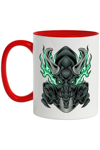 StoryGift Romania Mug With Dragon, Claws, Horns, Flames, Mecha, Robot, SF, Multicolor 330 ml, Ce, Cu, STG