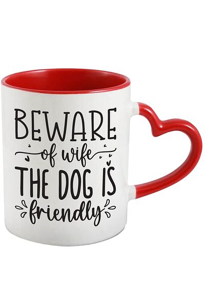 StoryGift Romania Heart mug for dog lovers - friendly dog, watch out for wife, with STG.