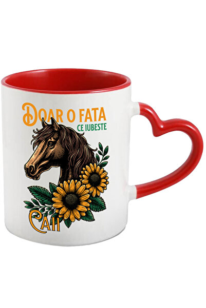 StoryGift Romania Cana Cal fata ce iubeste caii animal echitatie, 330ml, Cera...