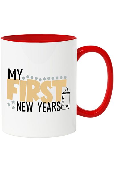 StoryGift Romania Mug With Text in English My First New Years, New Year, Children, Newborns, New Year's Eve, With ,STG