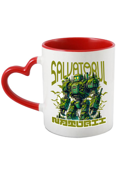 StoryGift Romania Cana salvatorul naturii robot padure poluare , 330ml, Ceram...