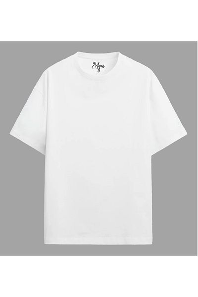 Edizen Tricou de bază oversize alb unisex - țesătură single jersey