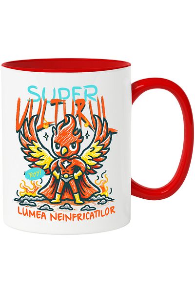 StoryGift Romania Super Eagle Mug-World of the Fearless, 330ml, Ceramic with Red Handle, With Red Handle, STG