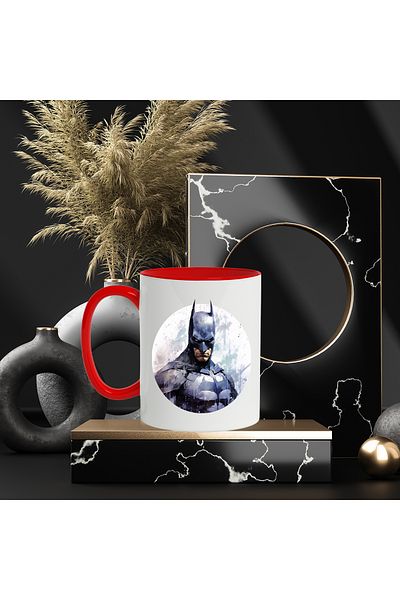StoryGift Romania Mug With Portrait, Bruce Wayne, Batman, Costume, DC, Superhero, Circle, Multicolor 33, With ,STG