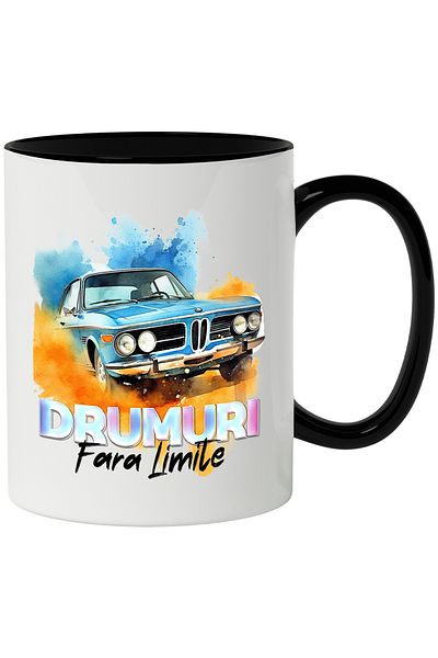 StoryGift Romania Mug With Message Roads Without Limits, Car, Vintage, Retro, Multicolor 330 ml, Ce, Cu, STG