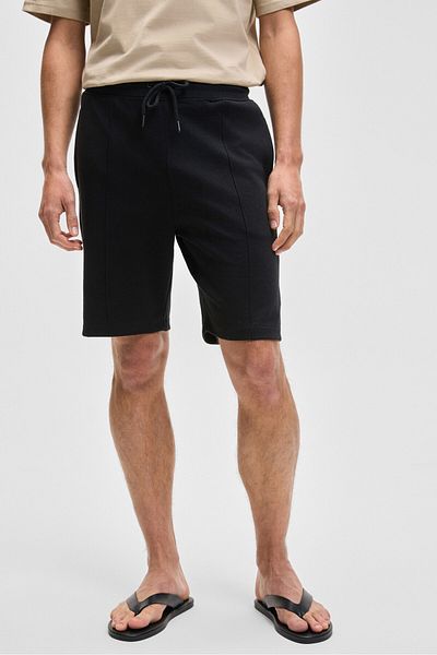 GRIMELANGE Matsen Men's Relaxed Black Shorts with Elastic Waistband Side and Back Pockets