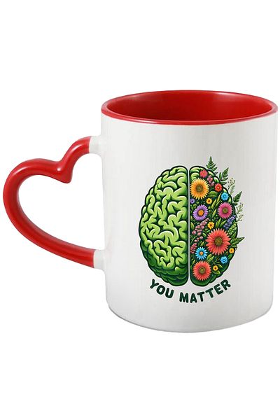 StoryGift Romania Mug with a brain with the message "You matter", hippie style, culture, illustration, p, With ,STG.