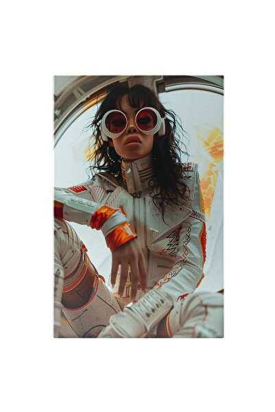 StoryGift Romania Tablou Canvas: Fata In Salopeta Latex Cu Desene Si Ochelari...