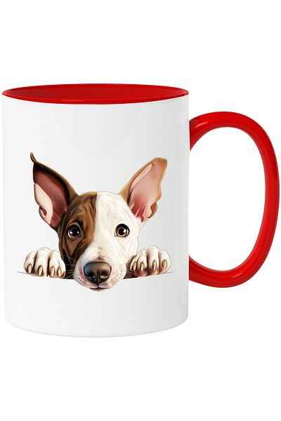 StoryGift Romania Mug with a surprised puppy | illustration | brown and white | claws | paws | has a nev, With ,STG