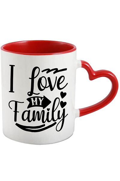 StoryGift Romania Heart-shaped mug for those who love their families immensely with Red Heart Handle, With ,STG