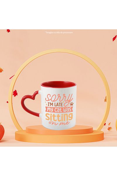 StoryGift Romania Mug for those who are late because of their cats with Red Heart Handle, With Ma,STG