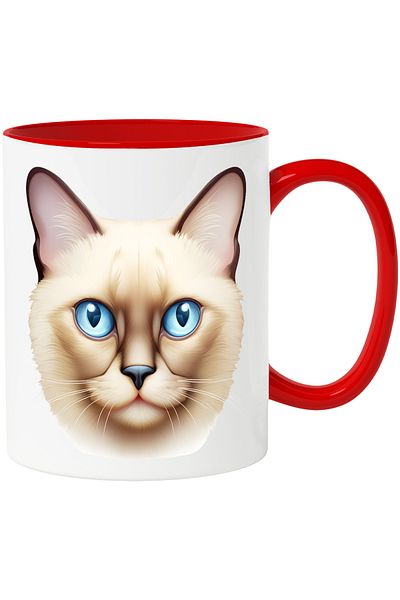 StoryGift Romania Mug with a Burmese cat | serious | blue eyes | illustration | attentive | on, With ,STG