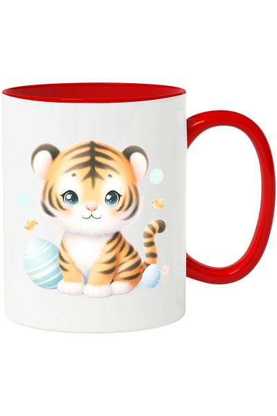 StoryGift Romania Mug with a good tiger cub | illustration | painted eggs | birds | animal s, With ,STG