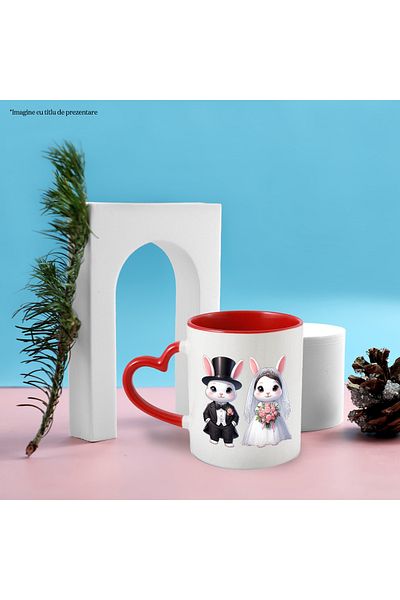 StoryGift Romania Mug with a bunny and a rabbit at the wedding | bride | white dress | son-in-law | co, Cu ,STG