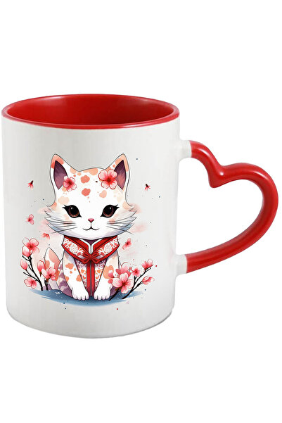 StoryGift Romania Cana Cu O Pisicuta Alba In Vestimentatie Japoneza | Ilustra...