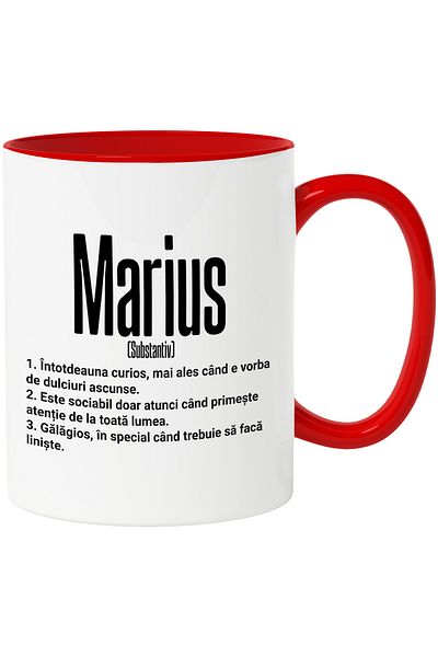 StoryGift Romania Mug With The Name Marius, With Funny Message, Curious, Sociable, Noisy, 330ml, Wax, With ,STG