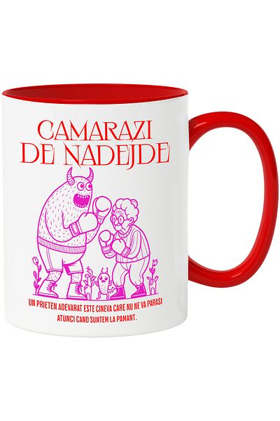 StoryGift Romania Mug Camarazi grandma boxing with a monster grandma, 330ml, Ceramic with Ro Handle, With, STG