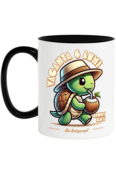 StoryGift Romania Turtle Mug ready for vacation for 6 months twice a year, 330ml, Ceramic with M, Cu, STG