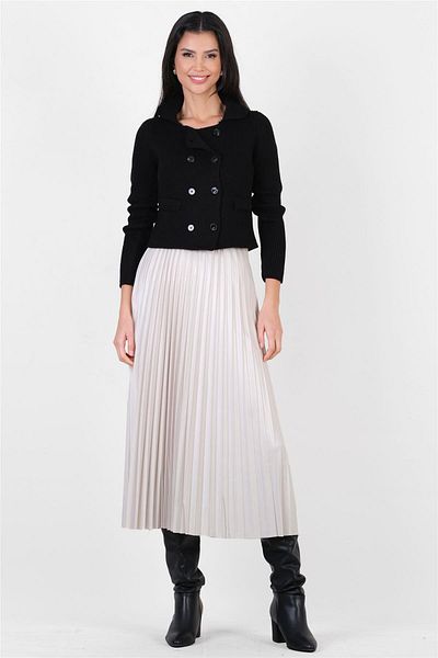 Spazio Perrin Polo Collar Cross Button Knitwear Cardigan Black