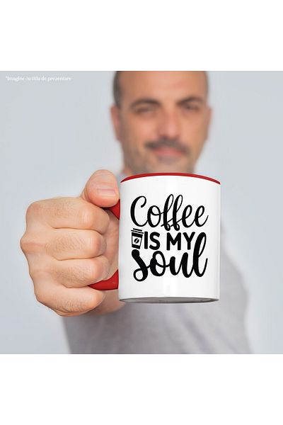 StoryGift Romania Mug for those who believe that coffee represents their soul with Red Handle, With M,STG