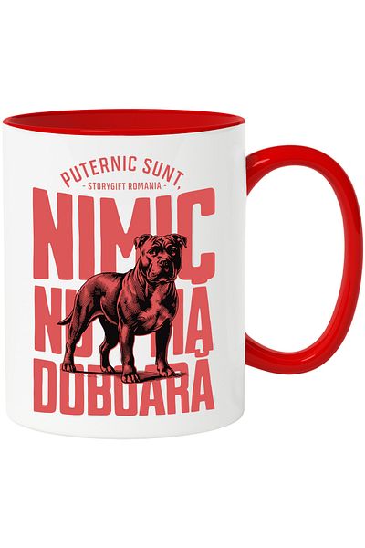 StoryGift Romania Angry Dog Mug Motivational Message NOTHING CAN GET YOU DOWN, 330ml, Ceramic with Handles, With ,STG
