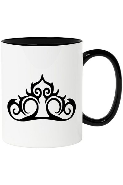 StoryGift Romania Mug with a crown - for a queen with Black Handle, With Black Handle STG ,STG ,STG