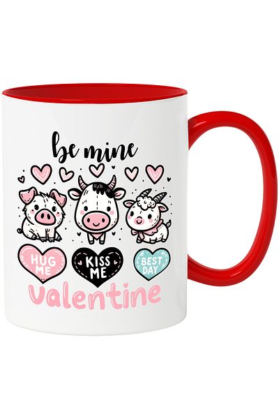 StoryGift Romania Animal mug with the message "Be mine, hug me, kiss me, best day, Valentine", by, Cu,STG