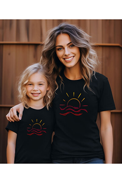 ASELİNDA Tricou combinat cu imprimeu soare pentru mama-fiica-tata-fiul (este ...