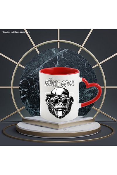 StoryGift Romania Gorilla Mug with Glasses and Cap Text Cool Boy, 330ml, Ceramic with Heart Handle, With ,STG