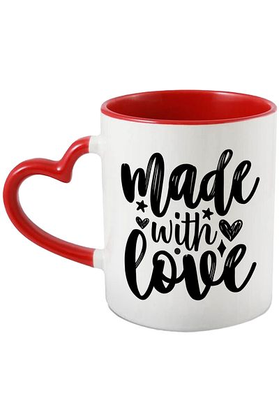 StoryGift Romania Mug with hearts and stars with the message "Made with love" - ​​made with love with Ma, Cu, STG.